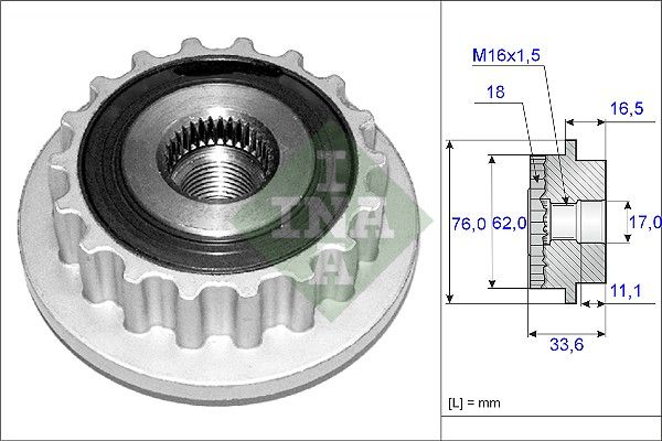Alternator - sprzęgło jednokierunkowe INA 535011810