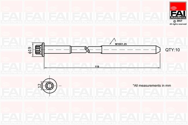 Zestaw śrub głowicy cylindrów FAI AutoParts b1321