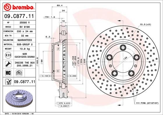 Tarcza hamulcowa BREMBO 09.C877.11