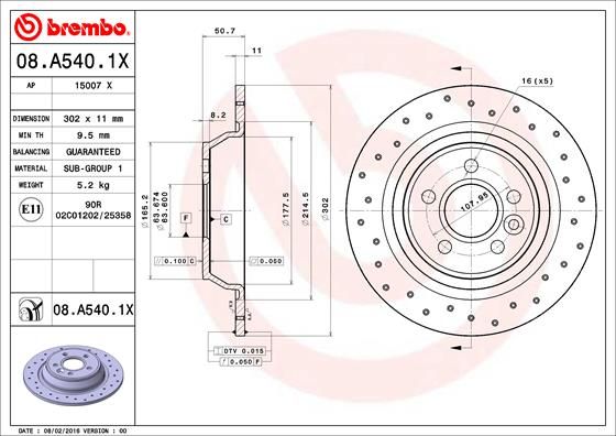 Tarcza hamulcowa BREMBO 08.A540.1X