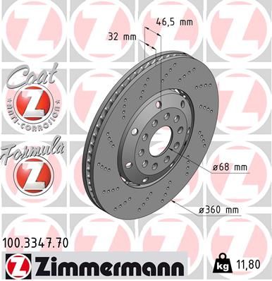 Tarcza hamulcowa ZIMMERMANN 100.3347.70