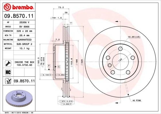 Tarcza hamulcowa BREMBO 09.B570.11