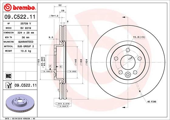 Tarcza hamulcowa BREMBO 09.C522.11