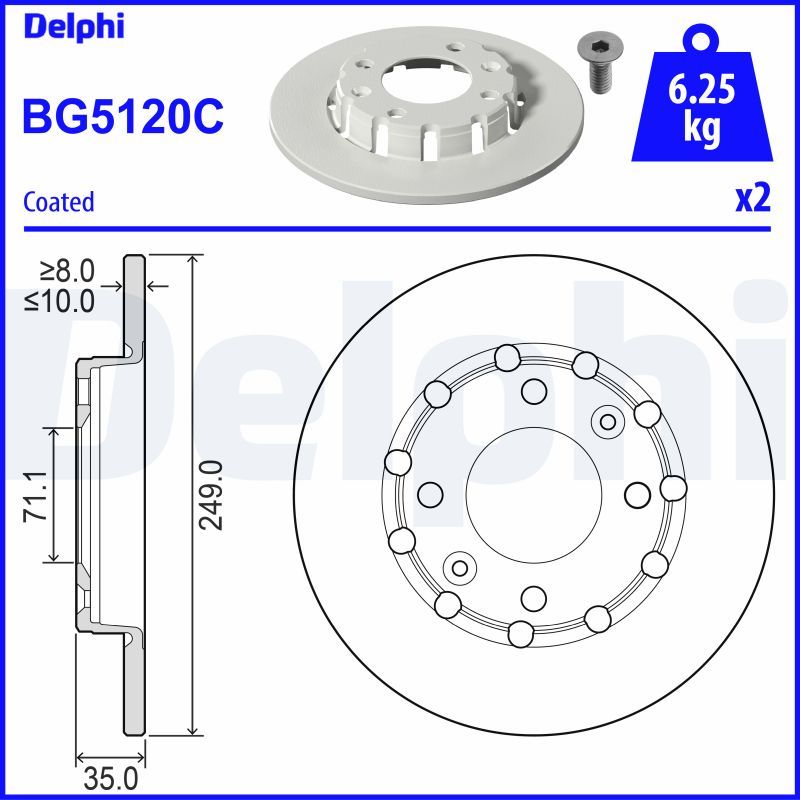 Tarcza hamulcowa DELPHI BG5120C