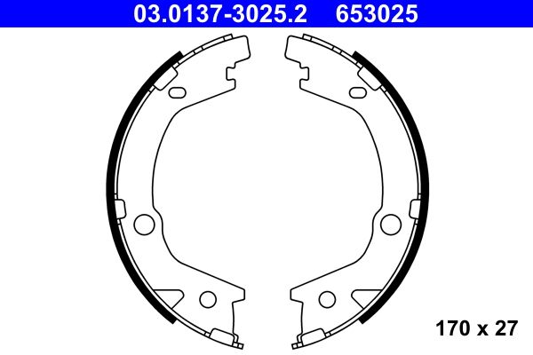 Zestaw szczęk hamulcowych, hamulec postojowy ATE 03.0137-3025.2