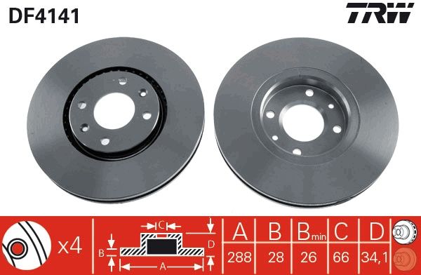 Tarcza hamulcowa TRW DF4141