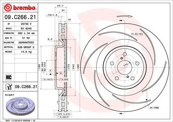 Tarcza hamulcowa BREMBO 09.C266.21