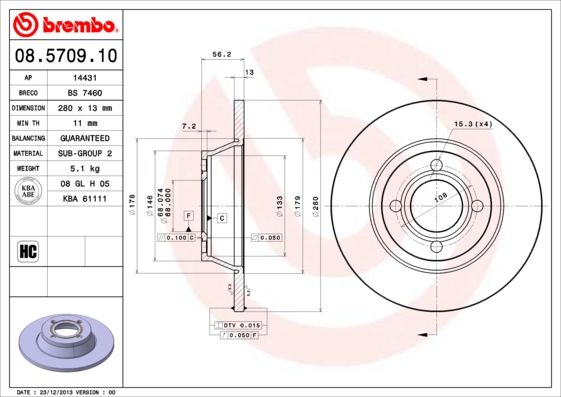 Tarcza hamulcowa BREMBO 08.5709.10