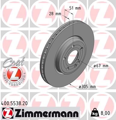 Tarcza hamulcowa ZIMMERMANN 400.5538.20