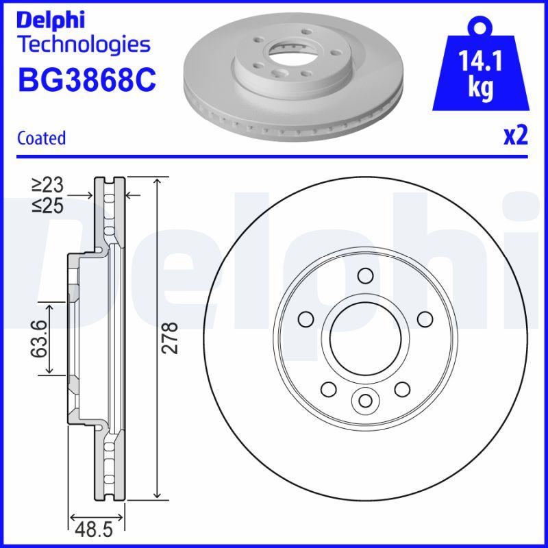 Tarcza hamulcowa DELPHI BG3868C