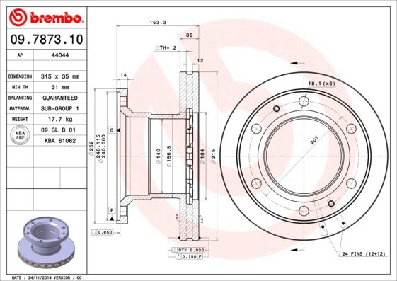 Tarcza hamulcowa BREMBO 09.7873.10