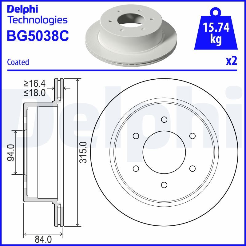 Tarcza hamulcowa DELPHI BG5038C