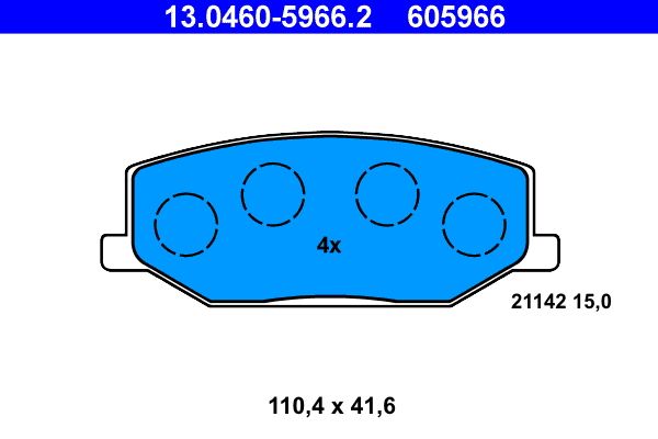 Zestaw klocków hamulcowych, hamulce tarczowe ATE 13.0460-5966.2