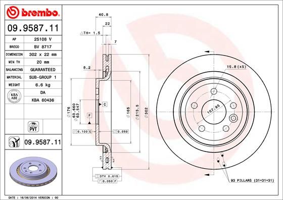 Tarcza hamulcowa BREMBO 09.9587.11