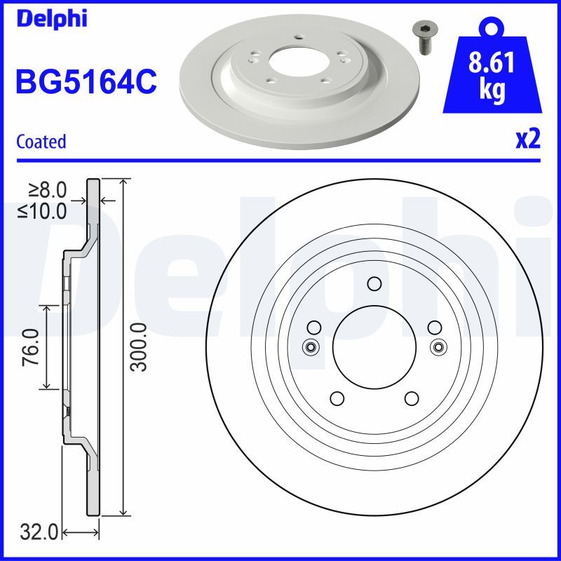Tarcza hamulcowa DELPHI BG5164C