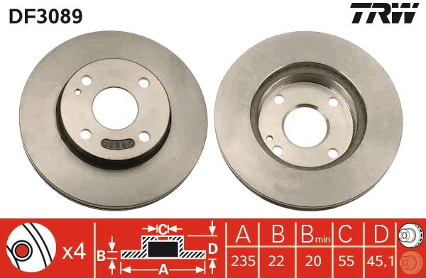 Tarcza hamulcowa TRW DF3089