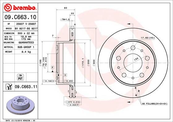 Tarcza hamulcowa BREMBO 09.C663.11