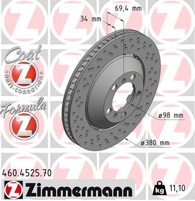 Tarcza hamulcowa ZIMMERMANN 460.4525.70