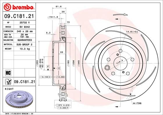 Tarcza hamulcowa BREMBO 09.C181.21
