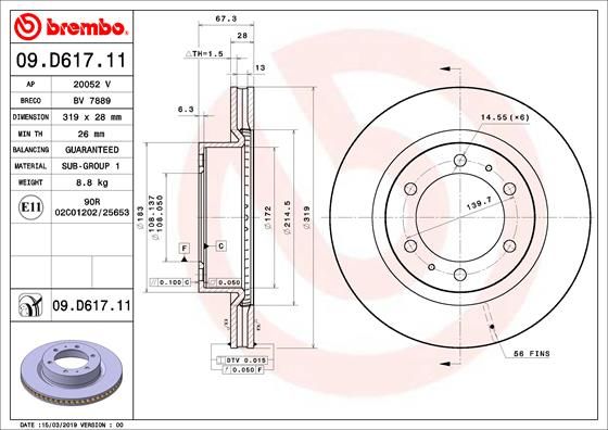 Tarcza hamulcowa BREMBO 09.D617.11