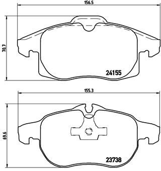 Zestaw klocków hamulcowych, hamulce tarczowe BREMBO P 10 011
