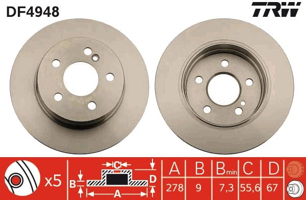 Tarcza hamulcowa TRW DF4948