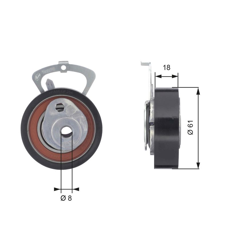Rolka napinacza, pasek rozrządu GATES t43078