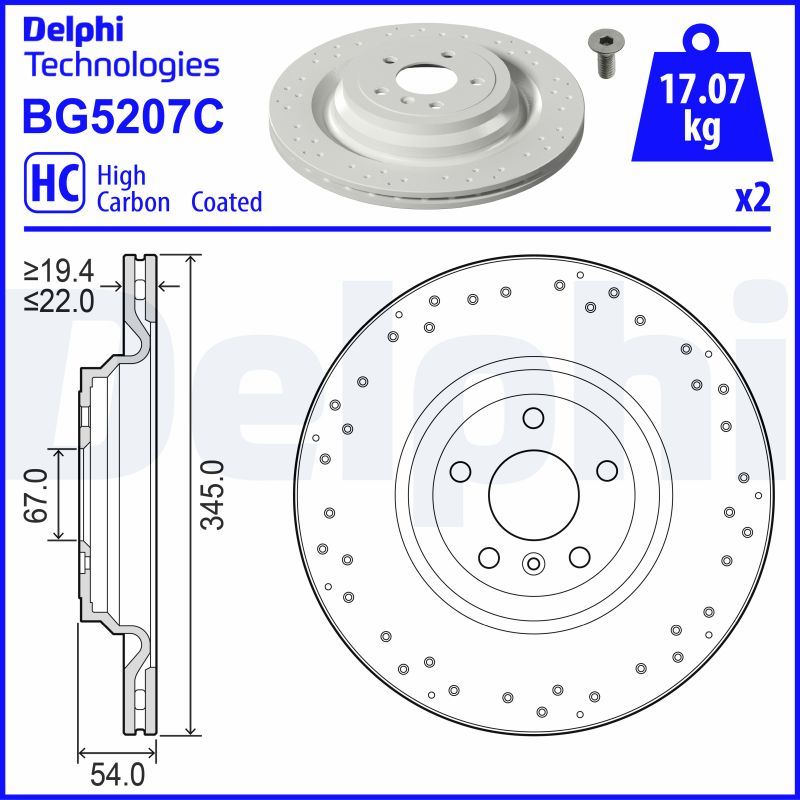 Tarcza hamulcowa DELPHI BG5207C