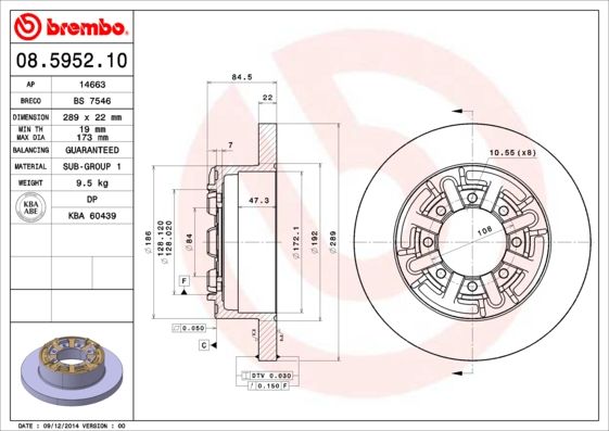Tarcza hamulcowa BREMBO 08.5952.10