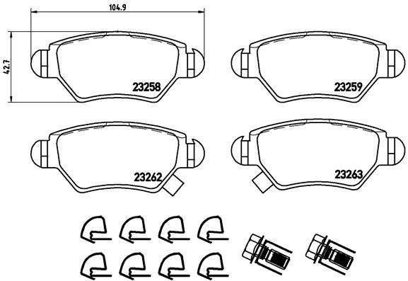 Zestaw klocków hamulcowych, hamulce tarczowe BREMBO P 59 031