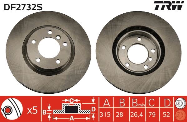 Tarcza hamulcowa TRW DF2732S