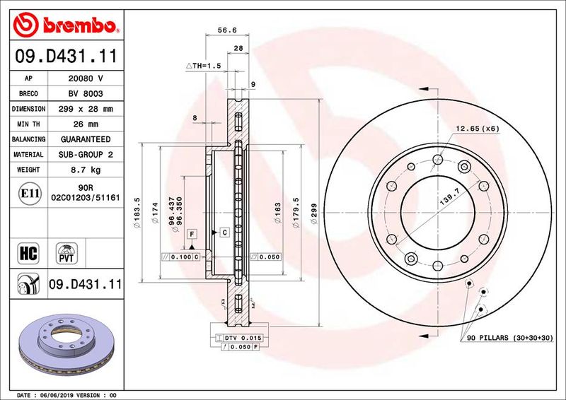 Tarcza hamulcowa BREMBO 09.D431.11