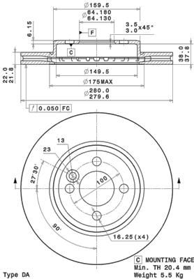 Tarcza hamulcowa BREMBO 09.A761.11