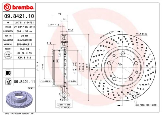 Tarcza hamulcowa BREMBO 09.8421.11