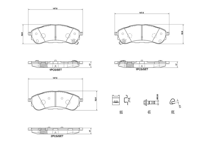 Zestaw klocków hamulcowych, hamulce tarczowe BREMBO P 24 235