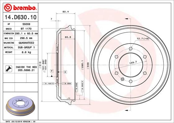 Bęben hamulcowy BREMBO 14.D630.10