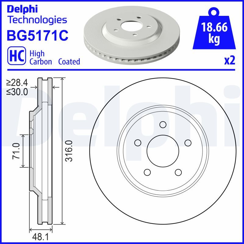 Tarcza hamulcowa DELPHI BG5171C