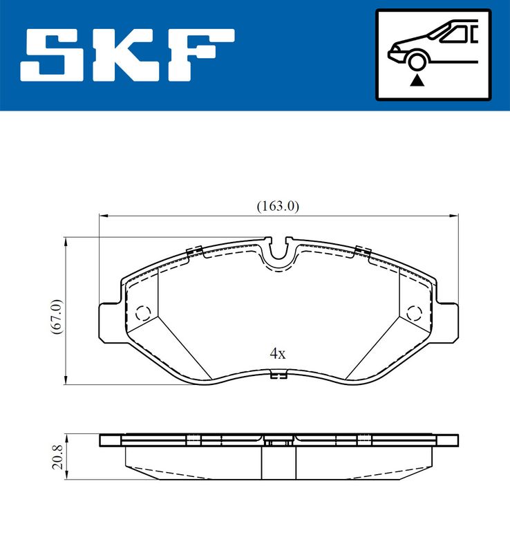 Zestaw klocków hamulcowych, hamulce tarczowe SKF VKBP80633E