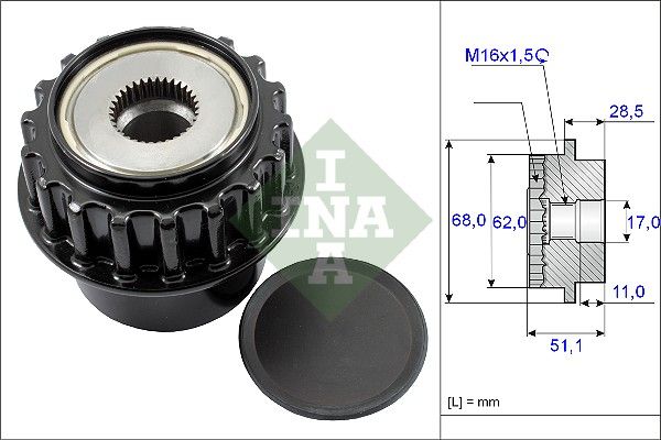 Alternator - sprzęgło jednokierunkowe INA 535017510