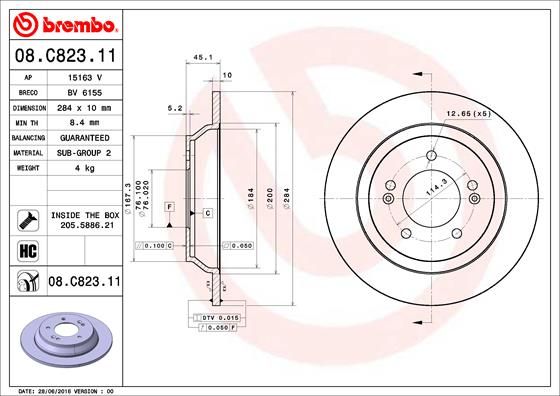 Tarcza hamulcowa BREMBO 08.C823.11