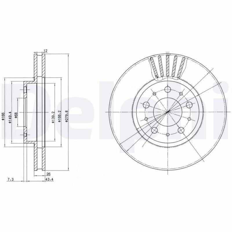 Tarcza hamulcowa DELPHI BG2841