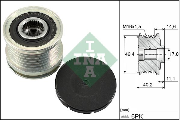 Alternator - sprzęgło jednokierunkowe INA 535012410