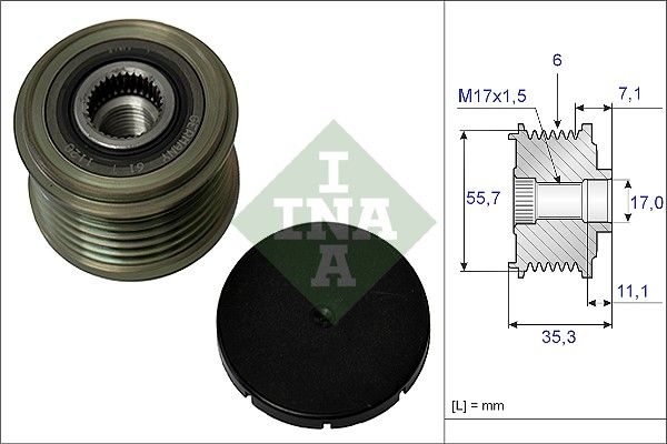 Alternator - sprzęgło jednokierunkowe INA 535003710