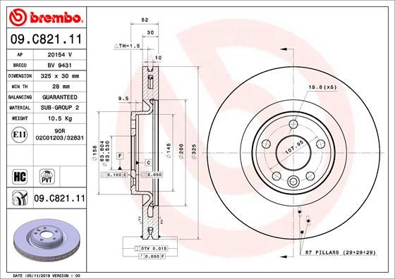 Tarcza hamulcowa BREMBO 09.C821.11