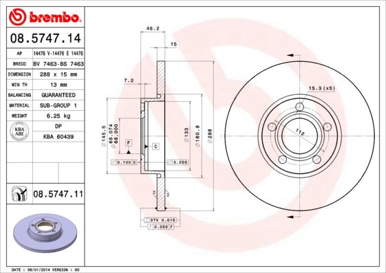 Tarcza hamulcowa BREMBO 08.5747.11