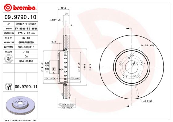 Tarcza hamulcowa BREMBO 09.9790.11