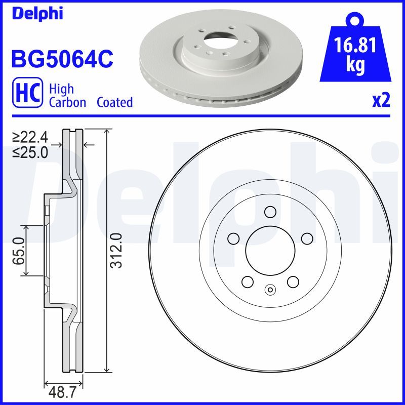 Tarcza hamulcowa DELPHI BG5064C