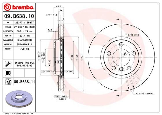 Tarcza hamulcowa BREMBO 09.B638.11