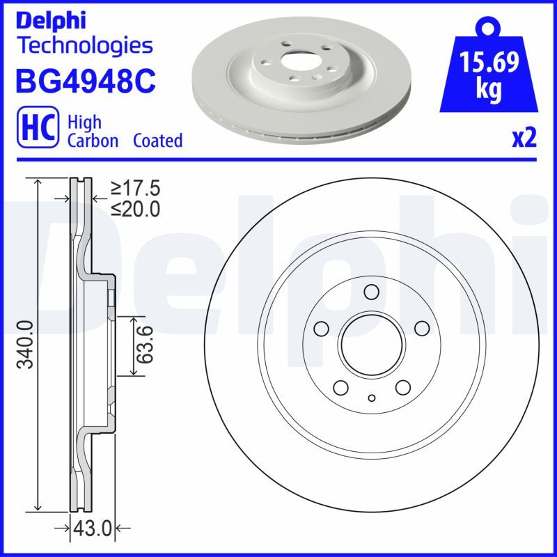 Tarcza hamulcowa DELPHI BG4948C