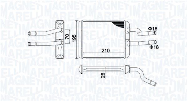 Wymiennik ciepła, ogrzewanie wnętrza MAGNETI MARELLI 350218500000